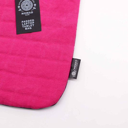 Funda acolchada para laptop - Rosa chocante - Lavado de piedra de 14 oz