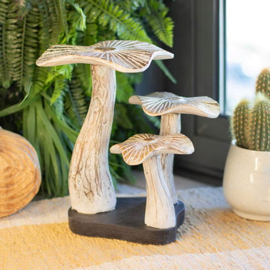 Medium golden mushroom art - 25cm - bleached
