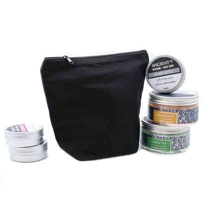 Neceser de algodón negro 10 oz - bolso mediano