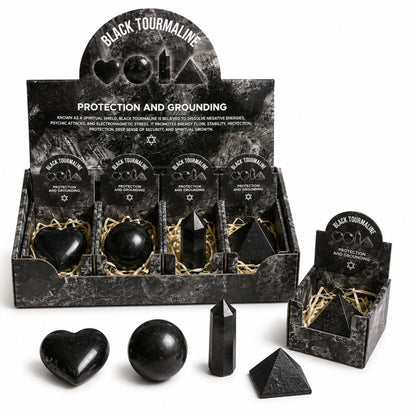 Cuatro formas de gemas - Turmalina negra - Formas variadas de gemas