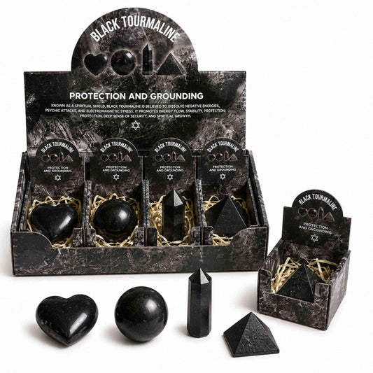 Cuatro formas de gemas - Turmalina negra - Formas variadas de gemas
