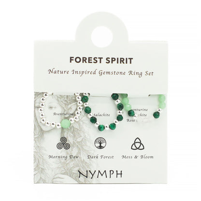 Conjunto de anillos con gema de espíritu ninfa - Espíritu del Bosque
