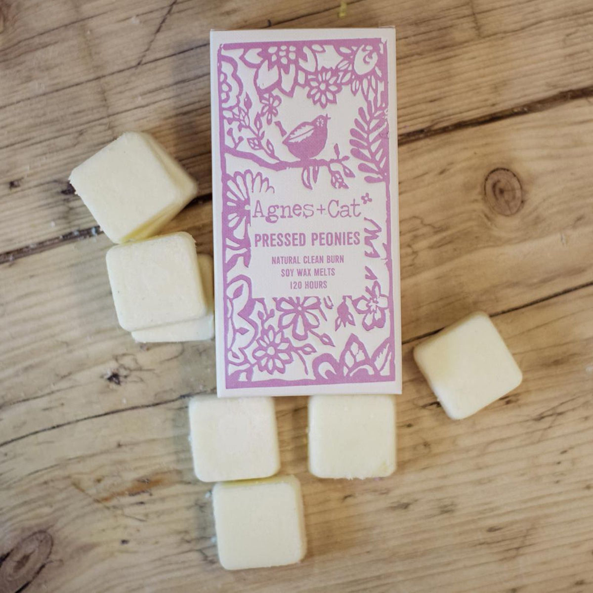 Agnes + Cat Caja de 8 pastillas de cera derretibles - Peonías prensadas - Agnes + Cat Soy Wax Melts