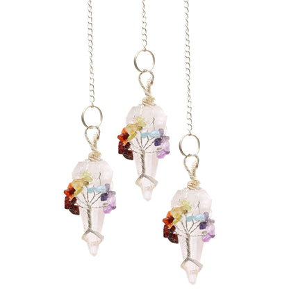 Péndulo Mágico - Siete Chakras - Cuarzo Roca - Péndulos Mágicos de Piedras Preciosas