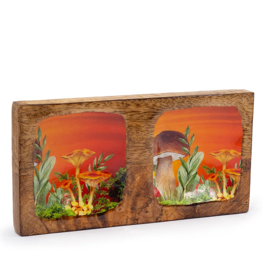 Bandeja doble 20x10x2.5cm - Diseño seta Granate