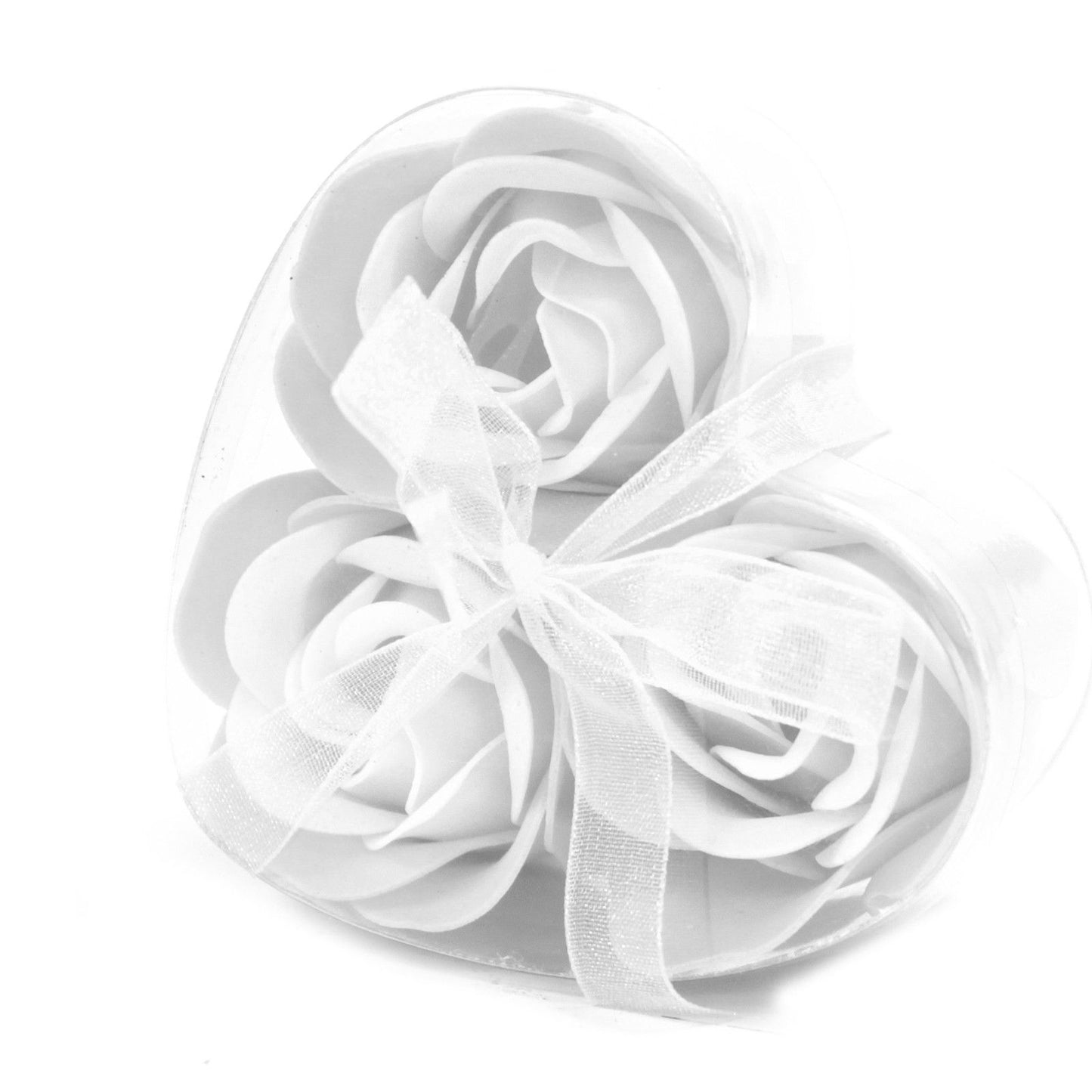 Set 3 Rosas de Jabón Blancas · Caja Corazón