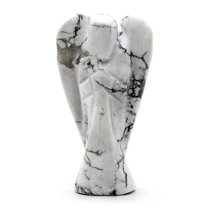Ángel de piedra preciosa tallada a mano - Howlite blanca - Figuras de Piedras Preciosas