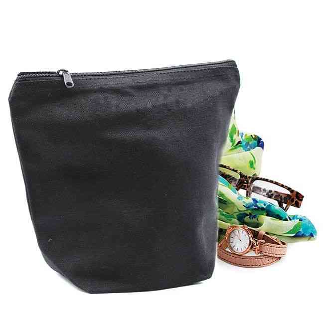Neceser de algodón negro 10 oz - bolso mediano