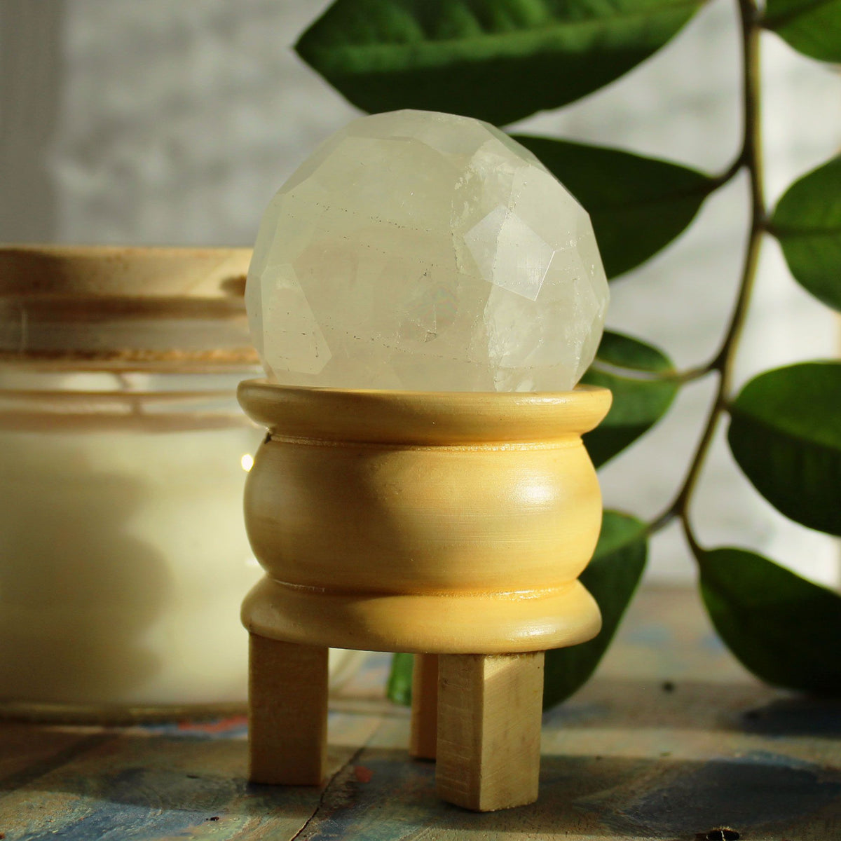 Bola Curativa de Piedras Preciosas y soporte - Cuarzo de roca - Bolas curativas de piedras preciosas