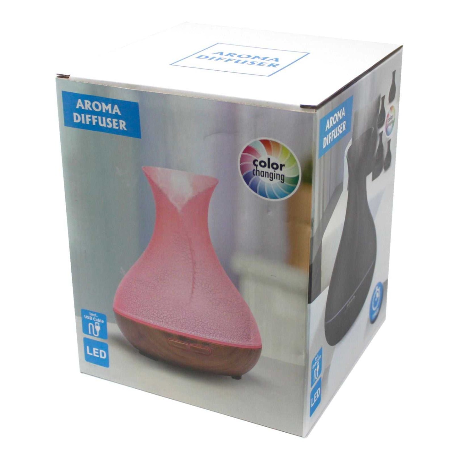 Caja difusor ultrasónico aromas USB 400ml humidificador aromaterapia