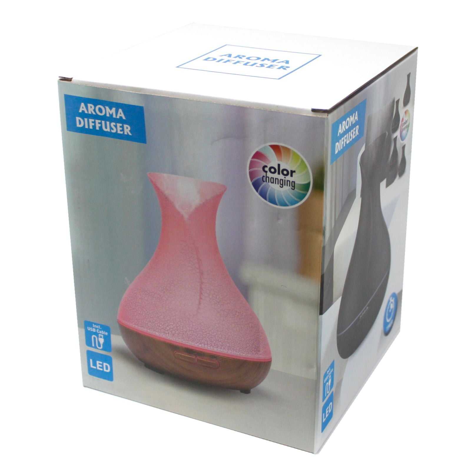 Caja difusor ultrasónico aromas USB 400ml humidificador aromaterapia