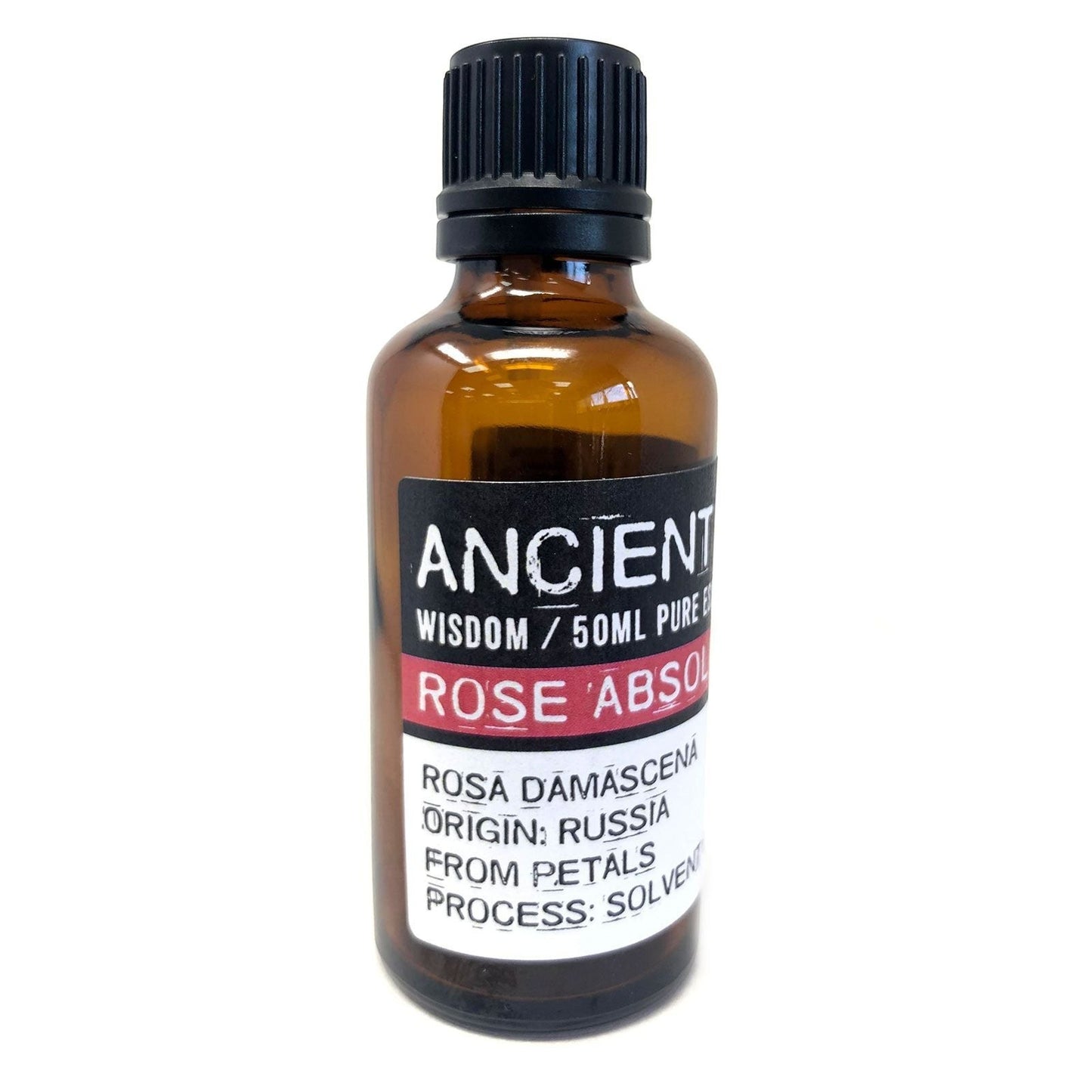 Aceite esencial Rosa Absoluta 50ml de El Bazar de Tizar en frasco de vidrio ámbar con etiqueta informativa