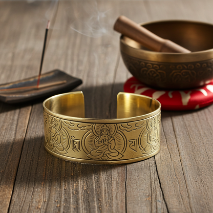 Tibetan Brass Bracelet - Five Buddhas
