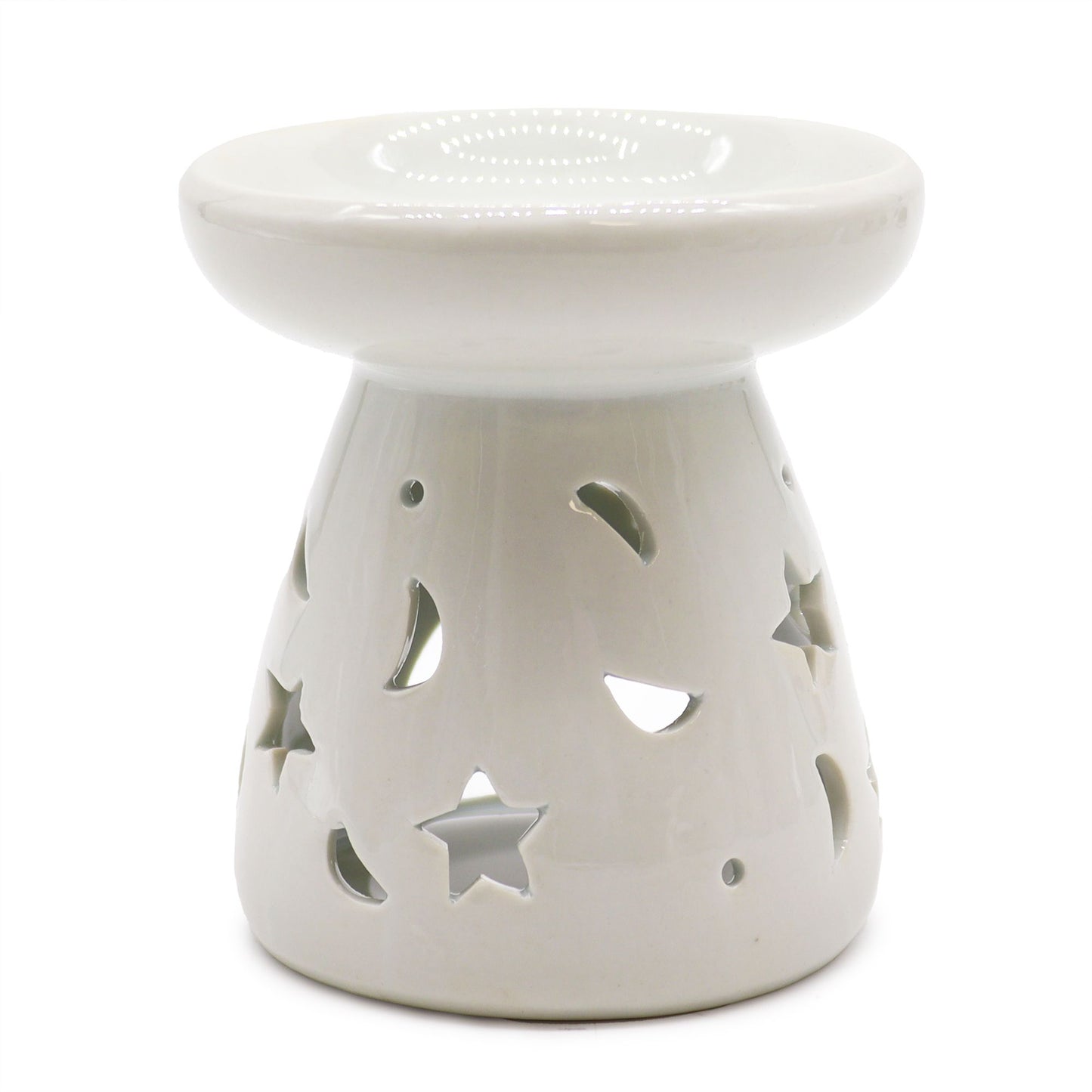 Quemador aceite L - lunas y estrellas - Quemador Aceite Clásico Blanco, Aromaterapia
