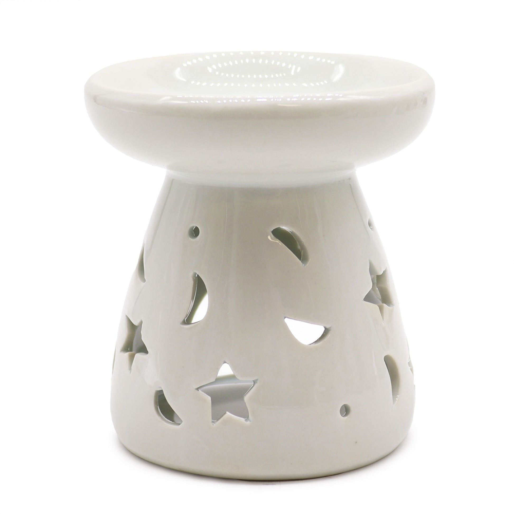 Quemador aceite L - lunas y estrellas - Quemador Aceite Clásico Blanco, Aromaterapia